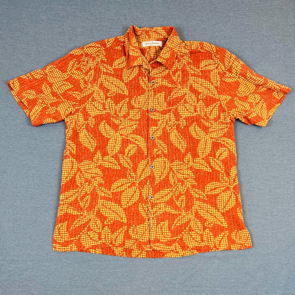 Tommy Bahama Orange and Yellow Leaf Print Shirt